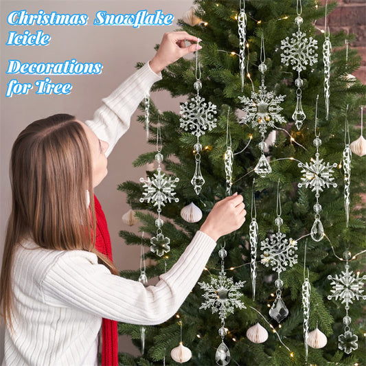 10pcs Christmas Tree Hanging Pendants Acrylic Ice Strip Snow Ceiling Xmas Ornaments New Year Christmas Decoration Home Decor - Winter dream