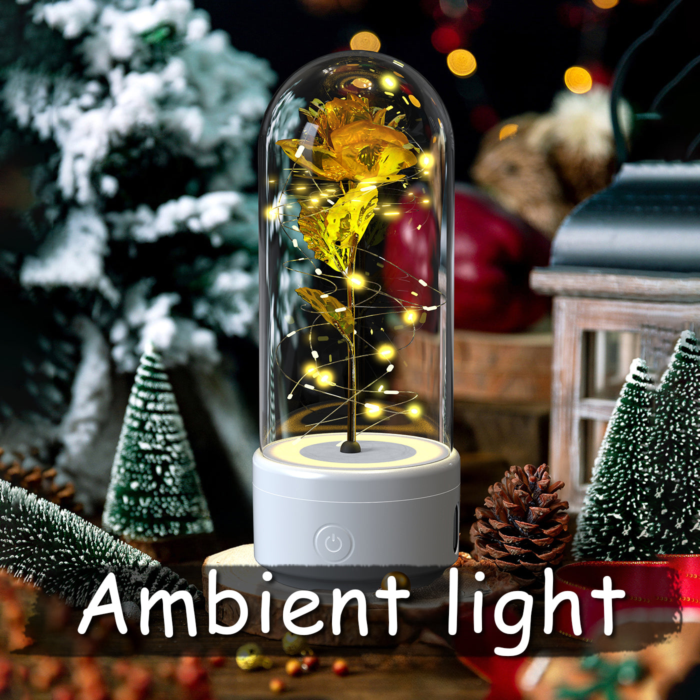 Bluetooth Hoparlörlü Gül Gece Lambası – Işık ve Müziğin Zarif Uyumu | Winter Dream