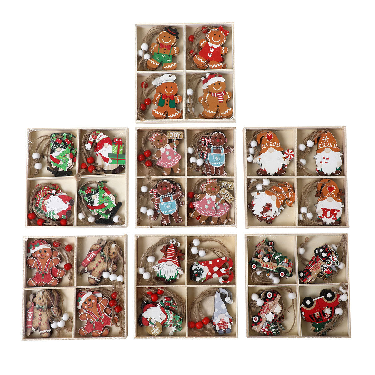 12 PCs Faceless Old Man Christmas Wooden Pendant Boxed Christmas Tree - Winter dream