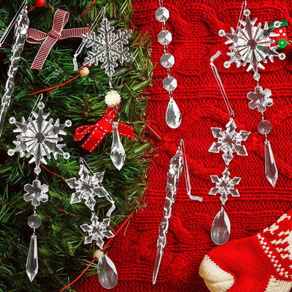 10pcs Christmas Tree Hanging Pendants Acrylic Ice Strip Snow Ceiling Xmas Ornaments New Year Christmas Decoration Home Decor - Winter dream
