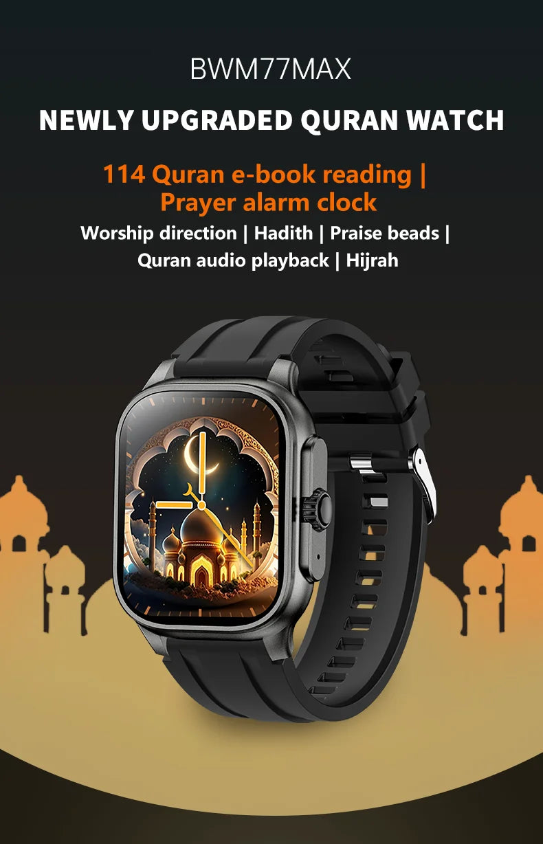 LIGE New Smart Watch with Qibla Pointer Voice Prayer MUSLIM Watch 400mAh Sport Bluetooth Call 2.01" HD Display Smartwatch Men
