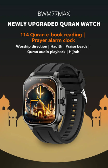 LIGE New Smart Watch with Qibla Pointer Voice Prayer MUSLIM Watch 400mAh Sport Bluetooth Call 2.01" HD Display Smartwatch Men
