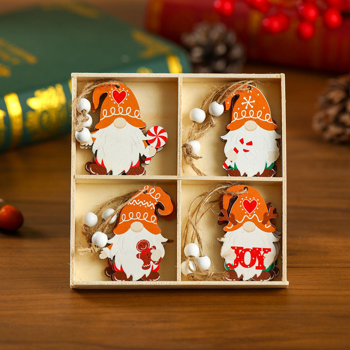 12 PCs Faceless Old Man Christmas Wooden Pendant Boxed Christmas Tree - Winter dream