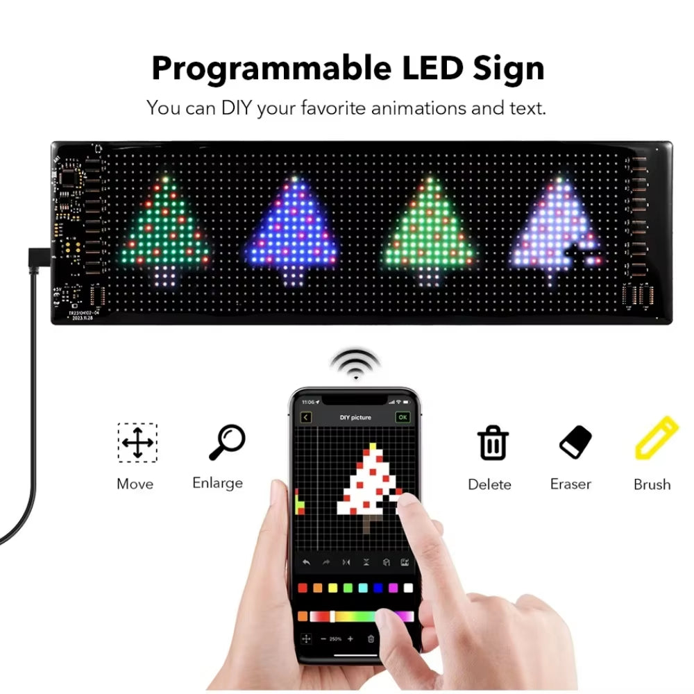 LED Matrix Pixel LED Display Screen Message Scrolling Sign Board Soft Flexible Advertising Light for Store Car Truck Devil Eye