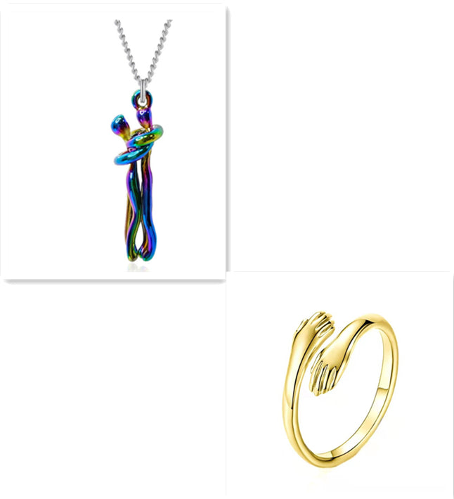 Love Hug Kolye – Kadın & Erkek İçin Unisex Çift Kolyesi, Sevgililer Günü Hediyesi