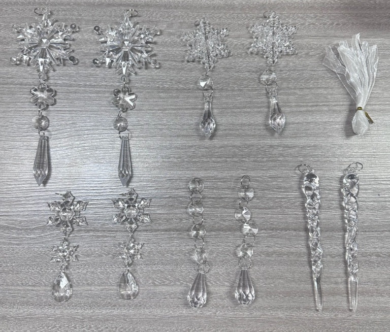 10pcs Christmas Tree Hanging Pendants Acrylic Ice Strip Snow Ceiling Xmas Ornaments New Year Christmas Decoration Home Decor - Winter dream