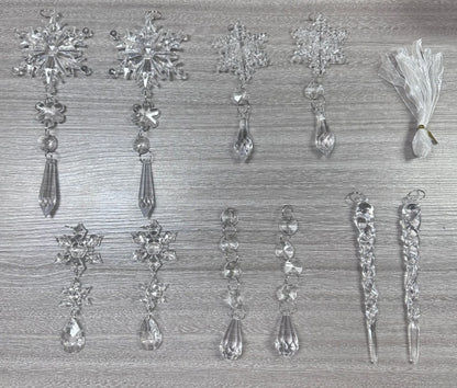 10pcs Christmas Tree Hanging Pendants Acrylic Ice Strip Snow Ceiling Xmas Ornaments New Year Christmas Decoration Home Decor - Winter dream